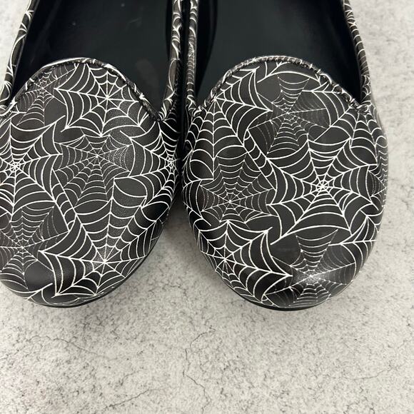 Strange Cvlt Cult Lydia Black & White Spider Web flats Women’s Size 8 - Picture 4 of 6